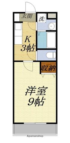 静岡県浜松市中央区 3階建 築26年(1K/1階)の間取り写真