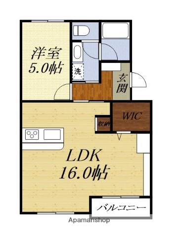 ノンパレイユ笠井(1LDK/2階)の間取り写真
