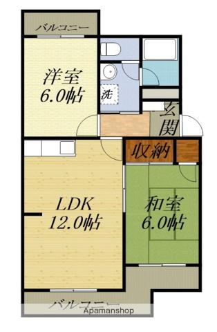 メゾンスーブニール(2LDK/1階)の間取り写真