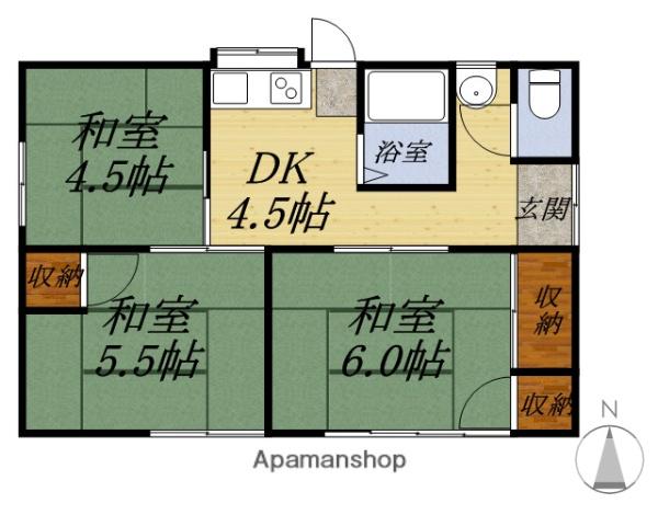 遠州鉄道 自動車学校前駅 徒歩4分 1階建 築44年(3DK)の間取り写真