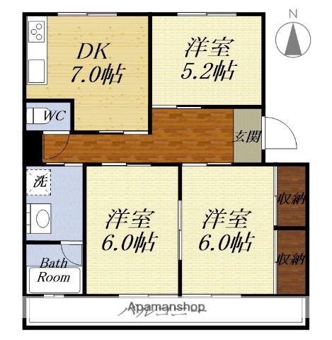 サンハイツ(3DK/2階)の間取り写真