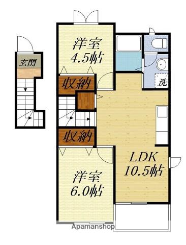 パルテール(2LDK/2階)の間取り写真