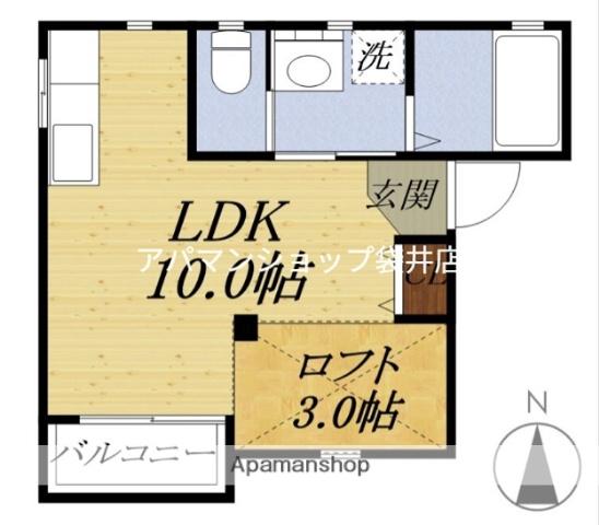 東海道本線 袋井駅 徒歩40分 2階建 築24年(ワンルーム/2階)の間取り写真