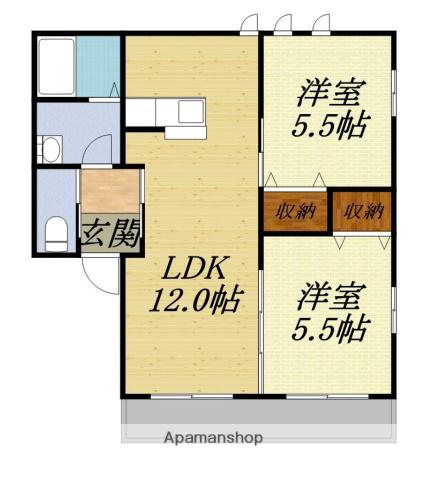アイリス(2LDK/1階)の間取り写真