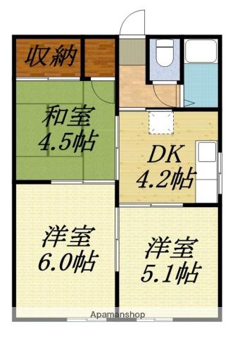 コーポYOU(3DK/1階)の間取り写真