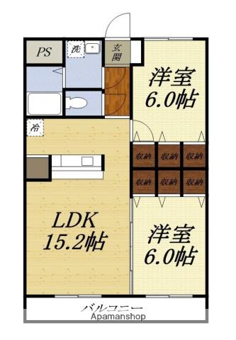 ブレインマンション・ソレイユⅡ(2LDK/2階)の間取り写真