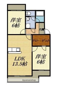 マンションストークV(2LDK/3階)の間取り写真