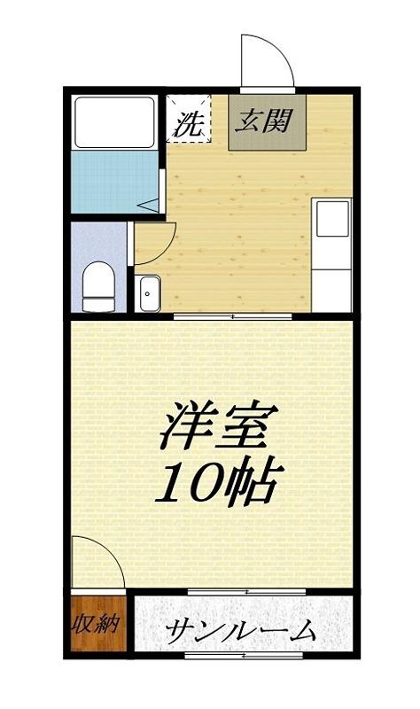 ヒルズ北山(1K/2階)の間取り写真