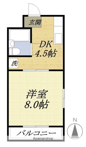 ハイツベア細江(1DK/3階)の間取り写真