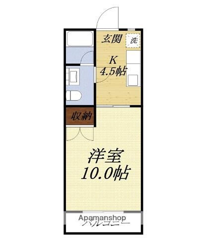 ヴェルジェ(1K/1階)の間取り写真