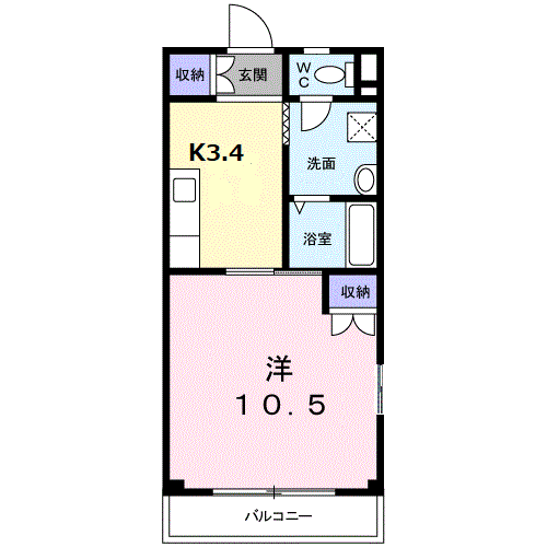 ヴィラ・グレイスⅡ(1K/1階)の間取り写真