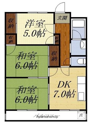 尾野スカイハイツ2(3DK/3階)の間取り写真