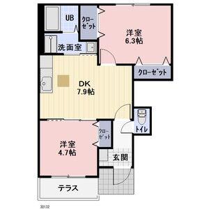 マウルール(2DK/1階)の間取り写真