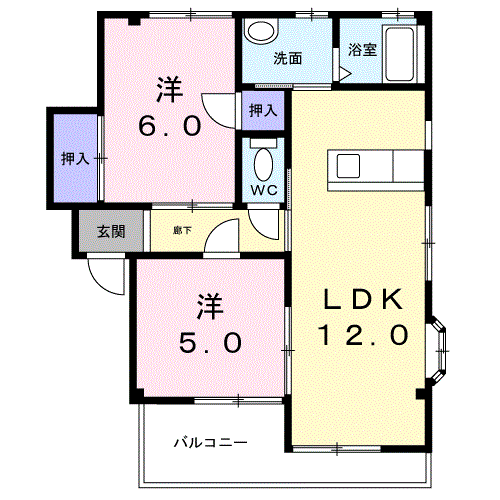 URARAⅡ(2LDK/2階)の間取り写真