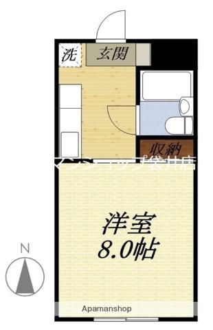 クインテスいわた(1K/2階)の間取り写真