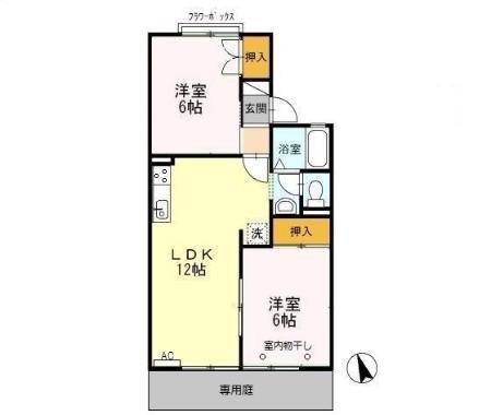 タウンハウス愛野公園E(2LDK/1階)の間取り写真