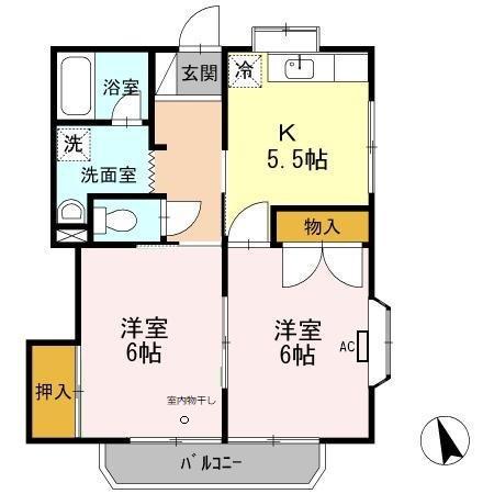 メゾンKⅣ(2K/1階)の間取り写真