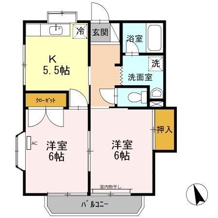 メゾンKⅣ(2K/2階)の間取り写真