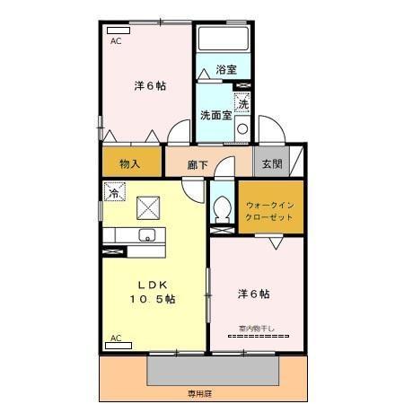 リビングタウン家代の里C(2LDK/1階)の間取り写真