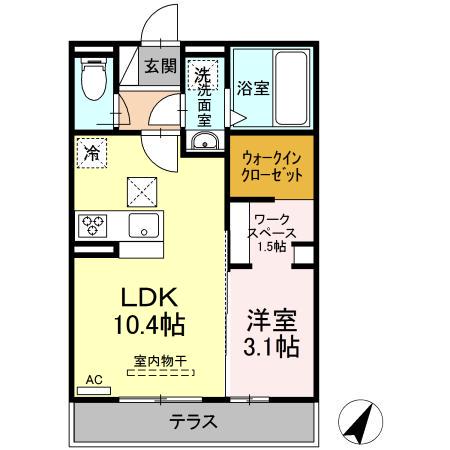 ぴりか/ひより ぴりか(1LDK/1階)の間取り写真
