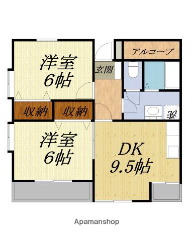 ユーフォルムII(2DK/2階)の間取り写真