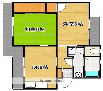 マンションKM-1(2DK/1階)の間取り写真