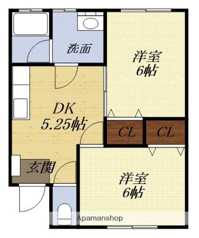 紫陽花II(2DK/1階)の間取り写真