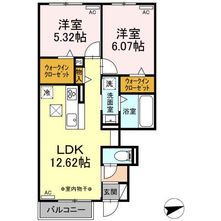 WIT YOKOTE(2LDK/1階)の間取り写真