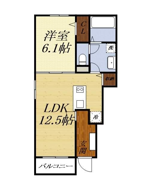 COMFORT(1LDK/1階)の間取り写真
