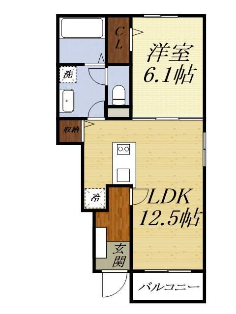 COMFORT(1LDK/1階)の間取り写真