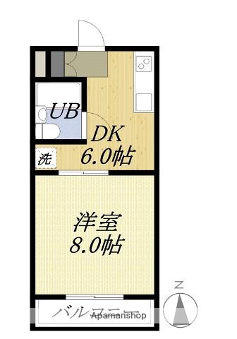 リバーハイツ今之浦II(1DK/3階)の間取り写真