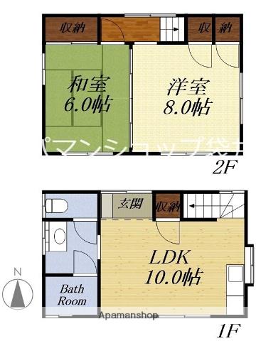 東海道本線 愛野駅(静岡) 徒歩32分 1階建 築39年(2LDK)の間取り写真