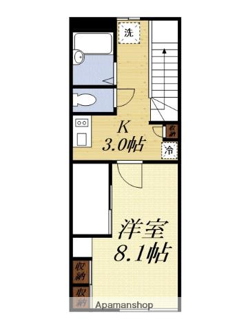 ホークII(1K/2階)の間取り写真