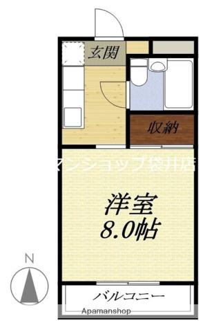 ワイズコレクトA(1K/2階)の間取り写真