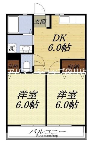 イマージュ II(2DK/2階)の間取り写真