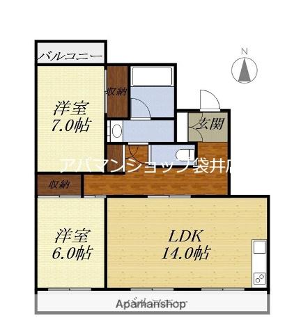 グランドハイツ II(2LDK/3階)の間取り写真