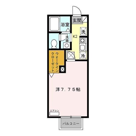 エスポワール(1K/1階)の間取り写真