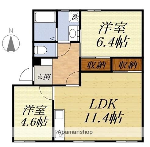 ベルハイツII(2LDK/1階)の間取り写真