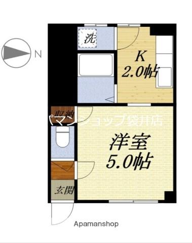マヌハイツ(1K/3階)の間取り写真