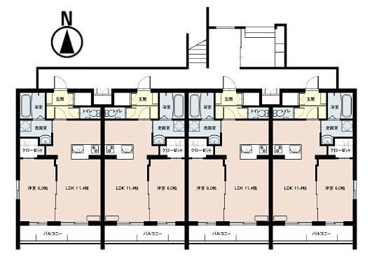 クレール奏KOMATSU(1LDK/1階)の間取り写真
