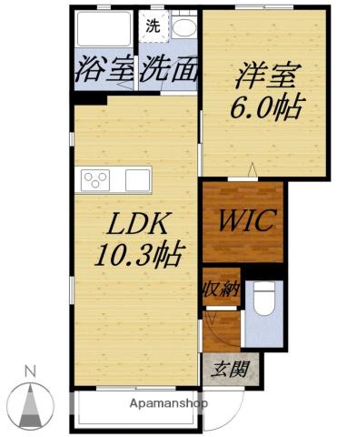 フレーシュII(1LDK/1階)の間取り写真