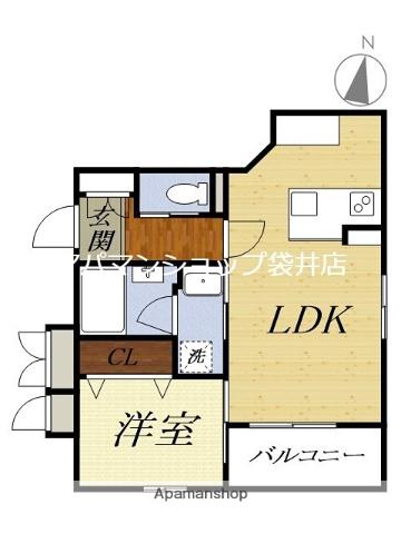 FELSEN DREI(1LDK/2階)の間取り写真