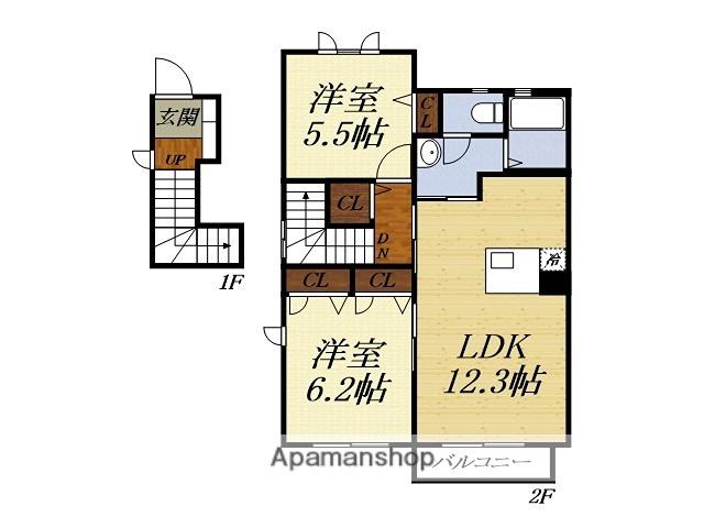 フレシールII(2LDK/2階)の間取り写真