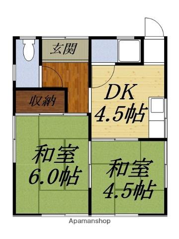 遠州鉄道 上島駅 徒歩20分 1階建 築52年(2DK)の間取り写真