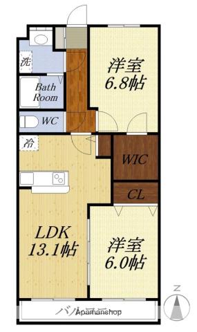 シャルマンII(2LDK/4階)の間取り写真