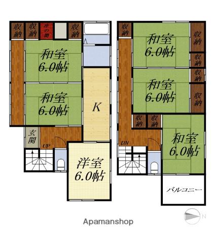 天竜浜名湖鉄道 気賀駅 徒歩7分 2階建 築48年(6K)の間取り写真