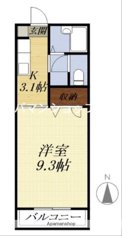 エバーグリーンII(1K/2階)の間取り写真