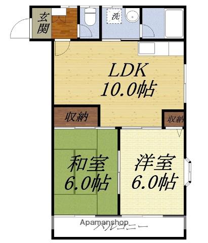 代官平ハイツII(2LDK/1階)の間取り写真