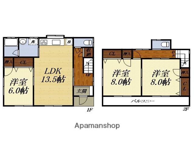遠州鉄道 浜北駅 徒歩9分 2階建 築18年(3LDK)の間取り写真