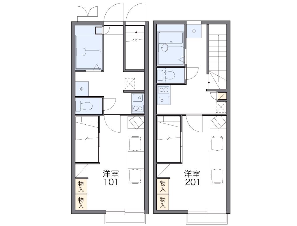 レオパレス石野(1K/1階)の間取り写真